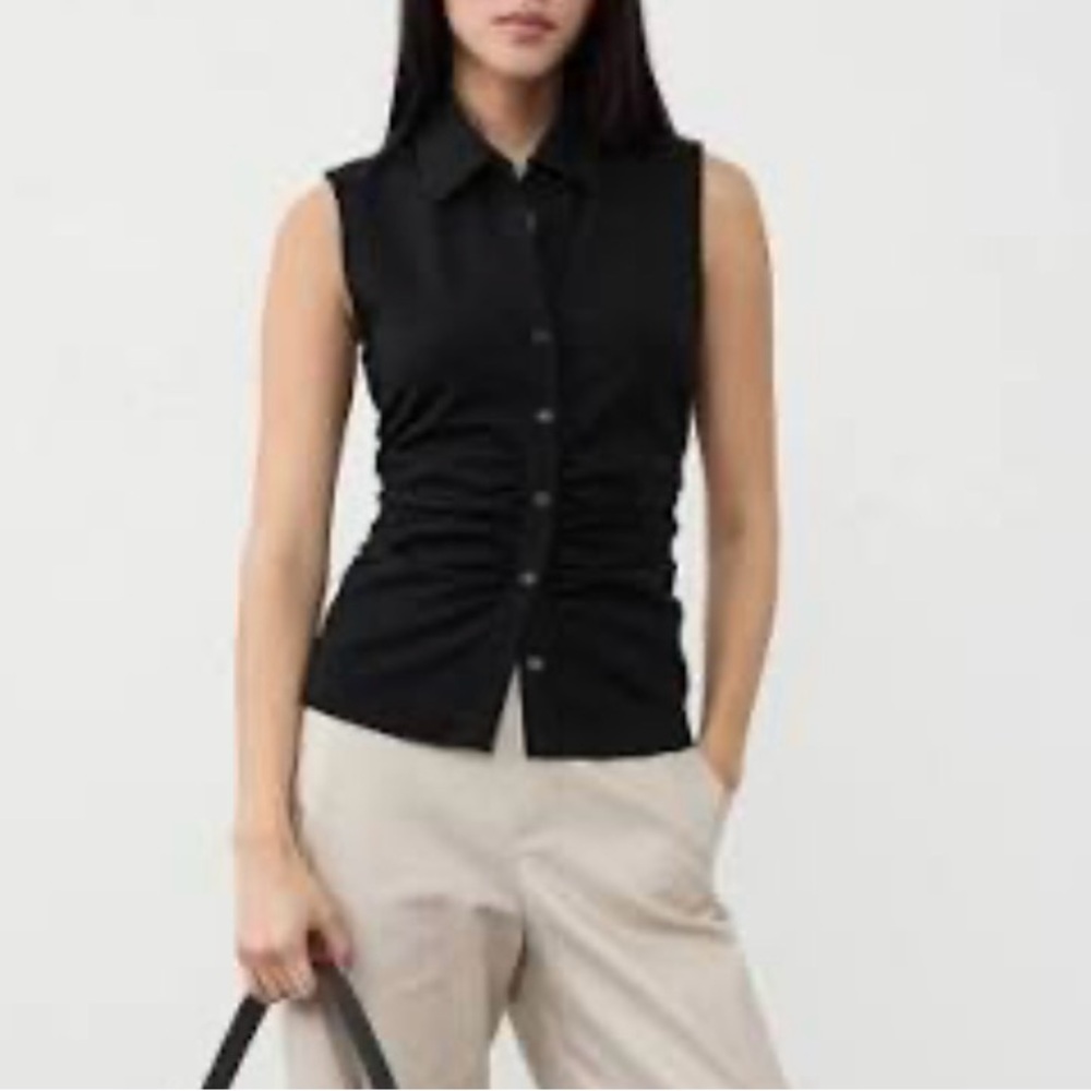 NWT Banana Republic Shirred Waist Ponte Top Black Medium